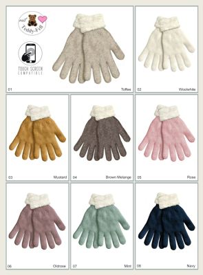 Fingerhandschuhe mit Teddy Krempe Uni - in verschiedenen Farben